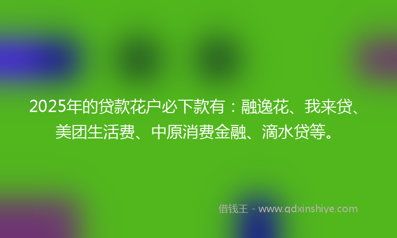 2025年的贷款花户必下款有：融逸花、我来贷、美团生活费、中原消费金融、滴水贷等。