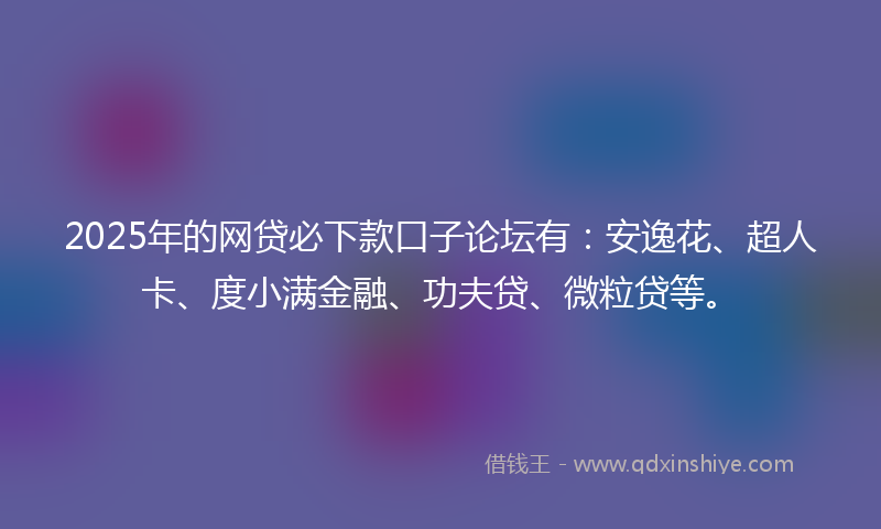 2025年的网贷必下款口子论坛有：安逸花、超人卡、度小满金融、功夫贷、微粒贷等。