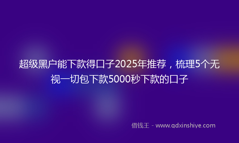 超级黑户能下款得口子2025年推荐，梳理5个无视一切包下款5000秒下款的口子