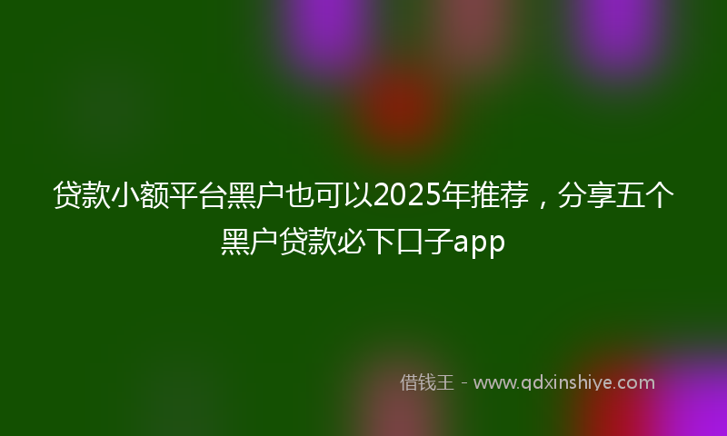 贷款小额平台黑户也可以2025年推荐，分享五个黑户贷款必下口子app