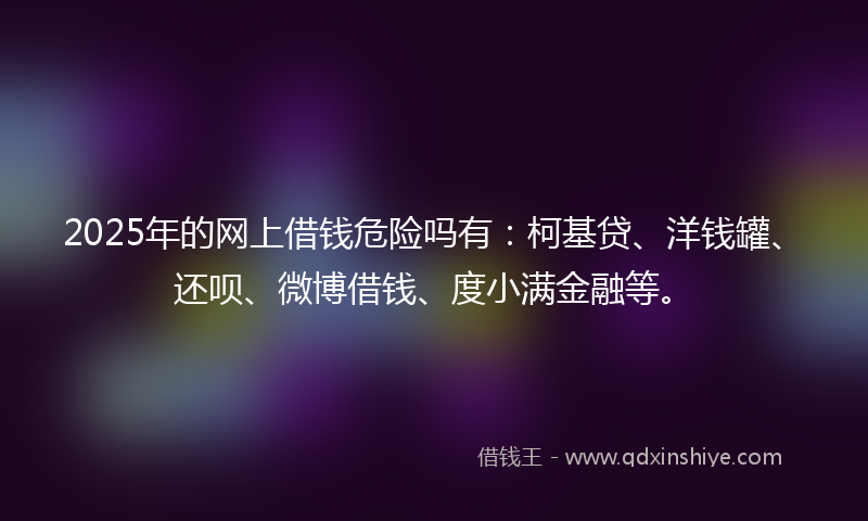 2025年的网上借钱危险吗有：柯基贷、洋钱罐、还呗、微博借钱、度小满金融等。