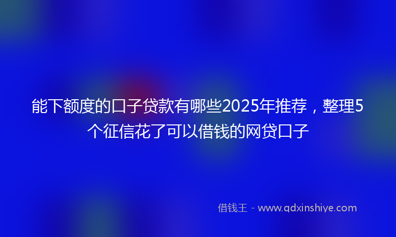 能下额度的口子贷款有哪些2025年推荐，整理5个征信花了可以借钱的网贷口子