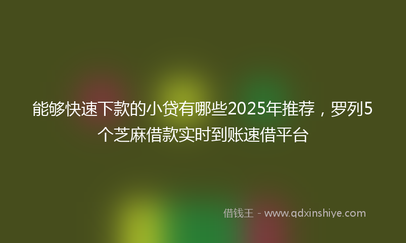 能够快速下款的小贷有哪些2025年推荐，罗列5个芝麻借款实时到账速借平台