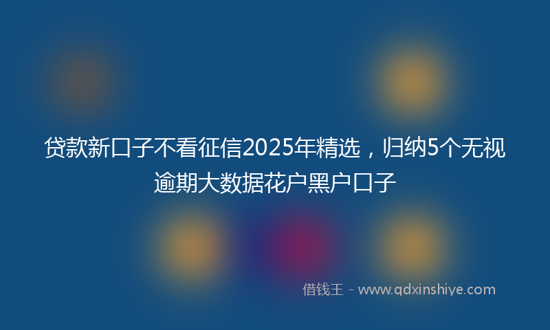 贷款新口子不看征信2025年精选，归纳5个无视逾期大数据花户黑户口子