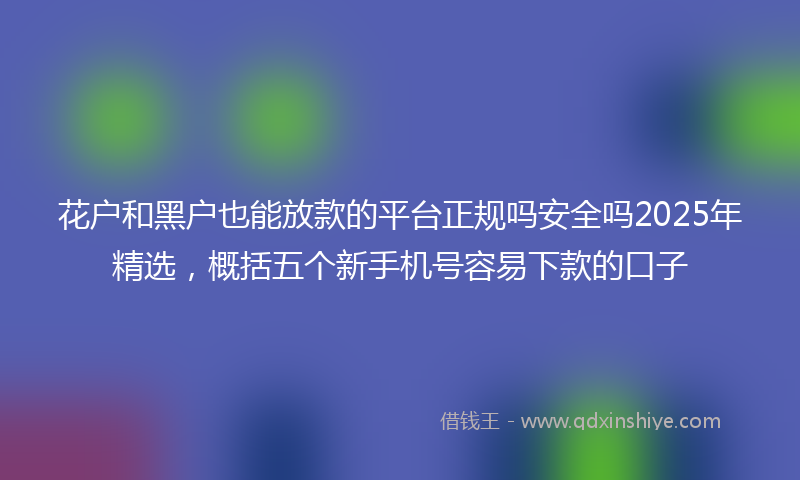 花户和黑户也能放款的平台正规吗安全吗2025年精选，概括五个新手机号容易下款的口子