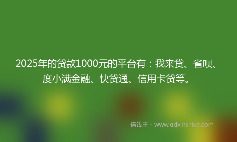 2025年的贷款1000元的平台有：我来贷、省呗、度小满金融、快贷通、信用卡贷等。