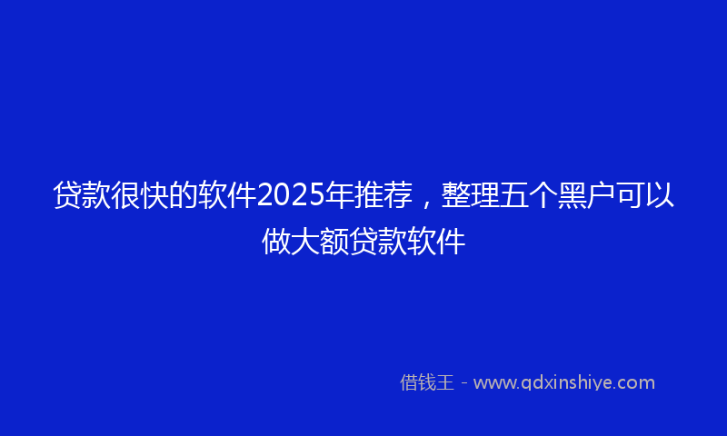贷款很快的软件2025年推荐，整理五个黑户可以做大额贷款软件