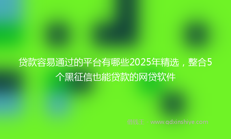 贷款容易通过的平台有哪些2025年精选，整合5个黑征信也能贷款的网贷软件