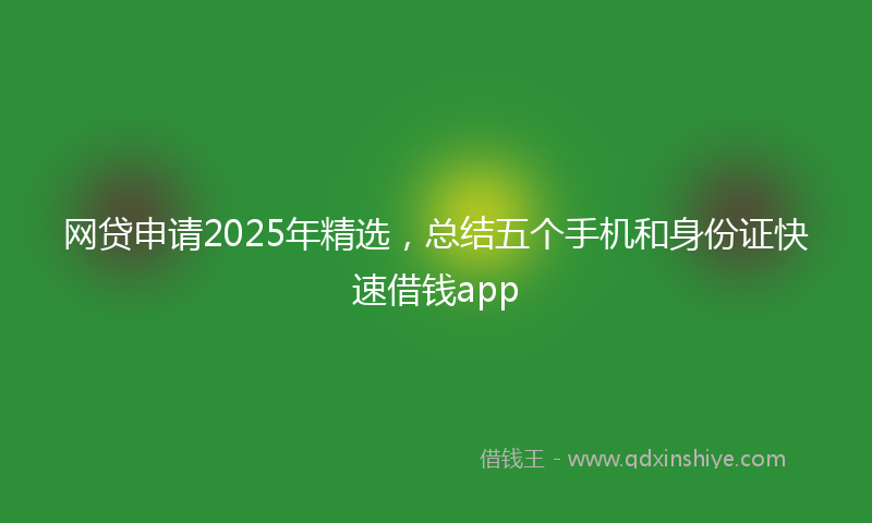 网贷申请2025年精选，总结五个手机和身份证快速借钱app