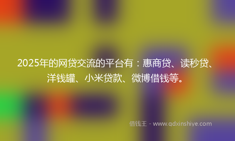 2025年的网贷交流的平台有：惠商贷、读秒贷、洋钱罐、小米贷款、微博借钱等。
