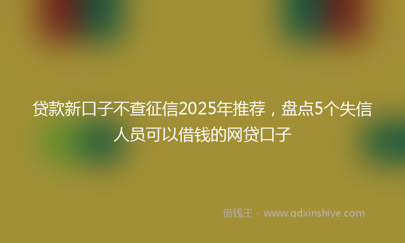 贷款新口子不查征信2025年推荐，盘点5个失信人员可以借钱的网贷口子