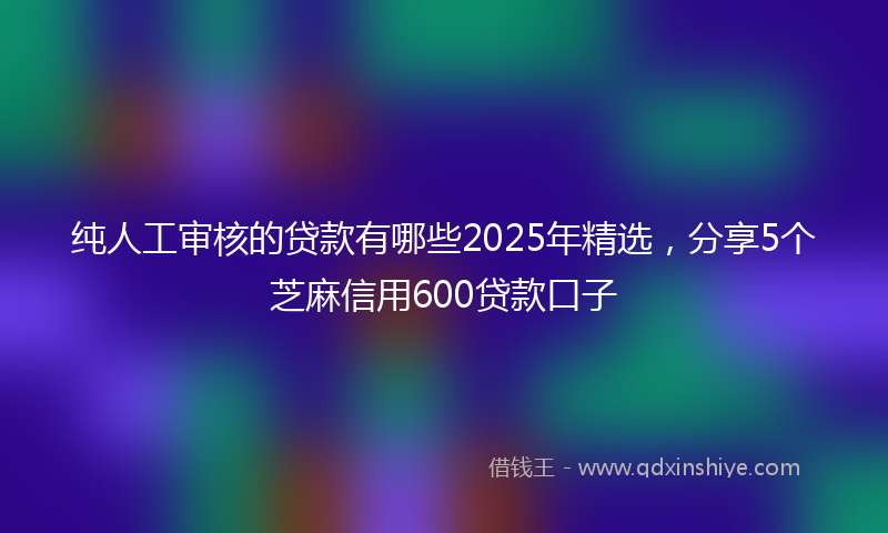 纯人工审核的贷款有哪些2025年精选，分享5个芝麻信用600贷款口子