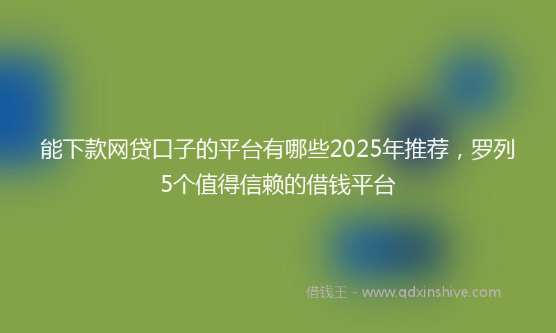 能下款网贷口子的平台有哪些2025年推荐，罗列5个值得信赖的借钱平台