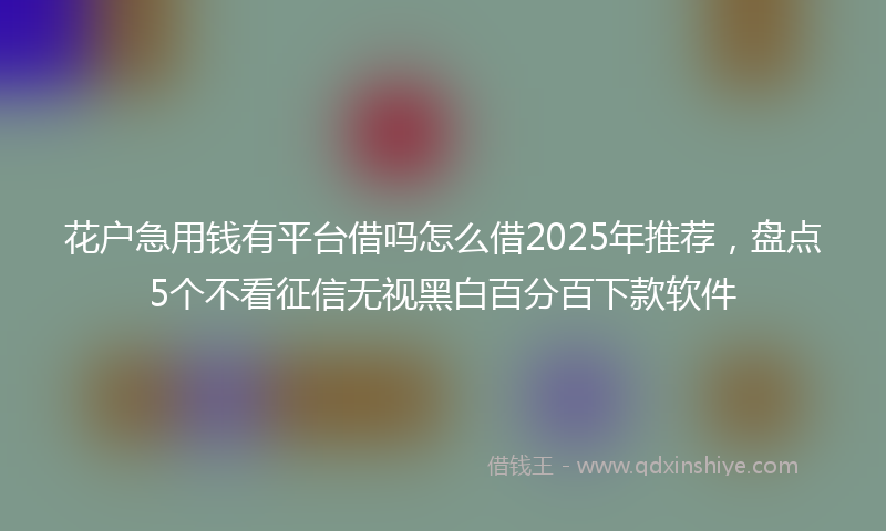 花户急用钱有平台借吗怎么借2025年推荐,盘点5个不看征信无视黑白百分百下款软件