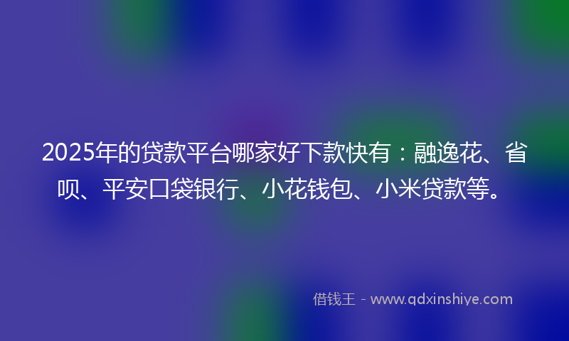 2025年的贷款平台哪家好下款快有：融逸花、省呗、平安口袋银行、小花钱包、小米贷款等。