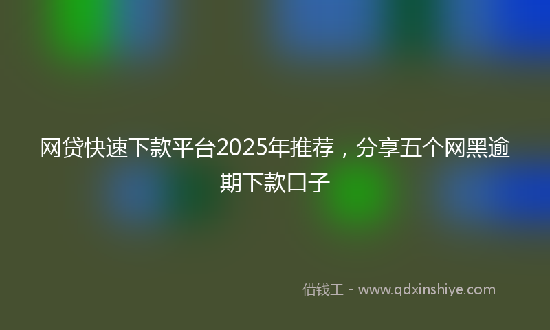 网贷快速下款平台2025年推荐，分享五个网黑逾期下款口子