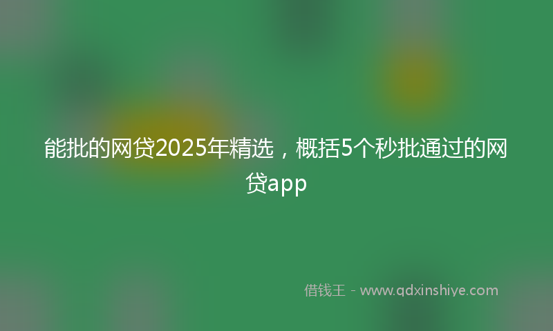 能批的网贷2025年精选，概括5个秒批通过的网贷app