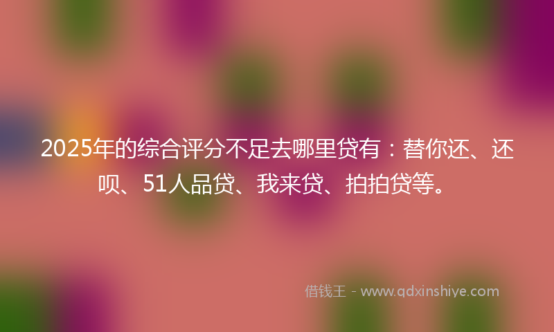 2025年的综合评分不足去哪里贷有：替你还、还呗、51人品贷、我来贷、拍拍贷等。