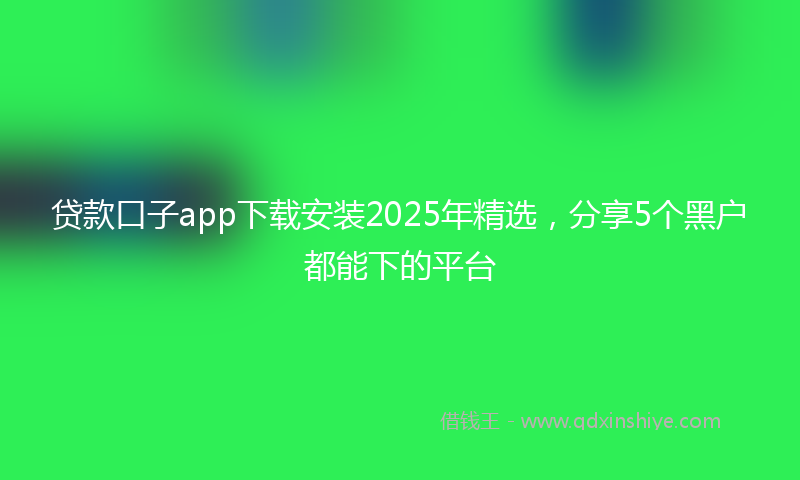贷款口子app下载安装2025年精选，分享5个黑户都能下的平台