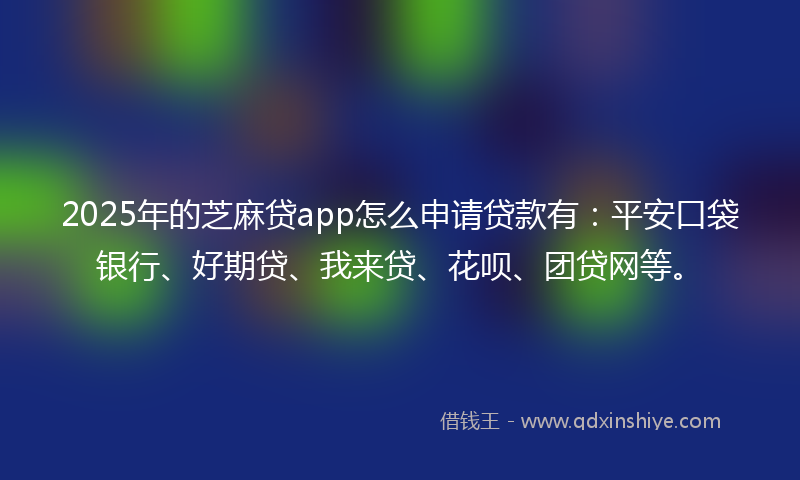 2025年的芝麻贷app怎么申请贷款有：平安口袋银行、好期贷、我来贷、花呗、团贷网等。