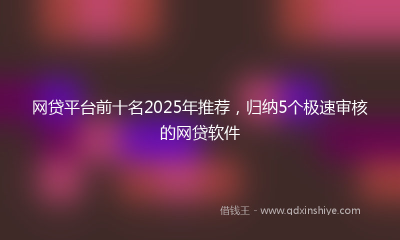 网贷平台前十名2025年推荐，归纳5个极速审核的网贷软件