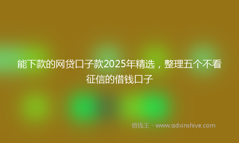 能下款的网贷口子款2025年精选，整理五个不看征信的借钱口子