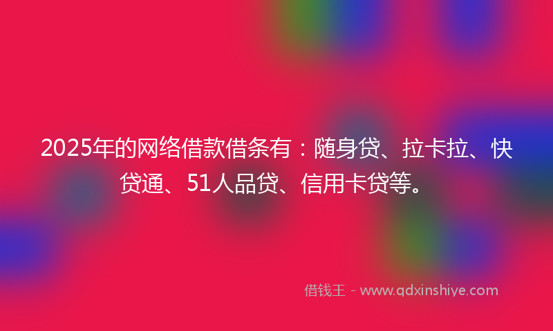 2025年的网络借款借条有：随身贷、拉卡拉、快贷通、51人品贷、信用卡贷等。