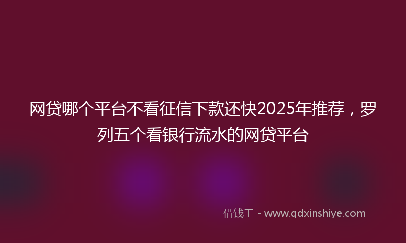 网贷哪个平台不看征信下款还快2025年推荐，罗列五个看银行流水的网贷平台