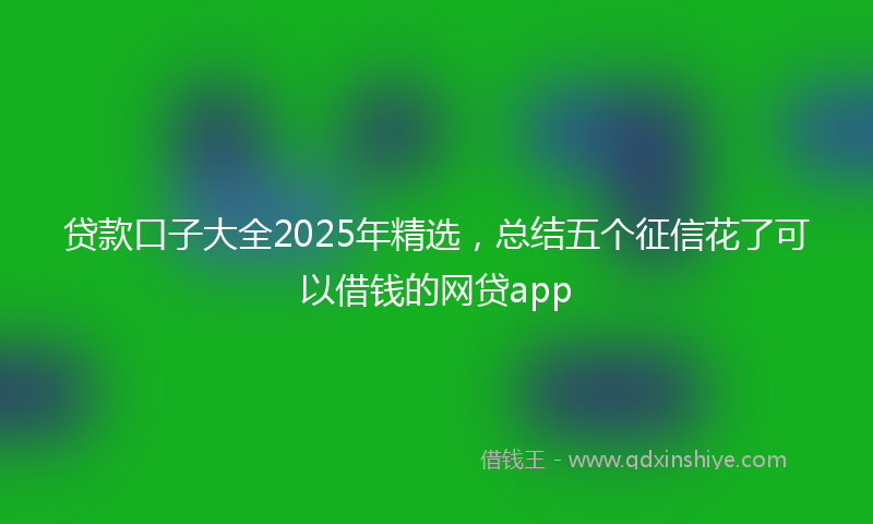 贷款口子大全2025年精选，总结五个征信花了可以借钱的网贷app