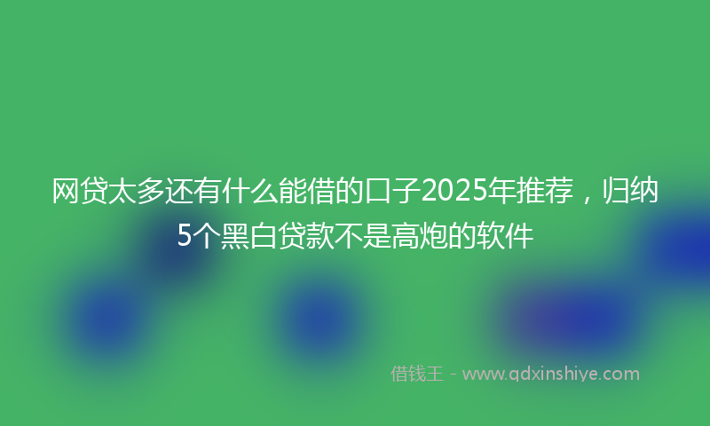 网贷太多还有什么能借的口子2025年推荐，归纳5个黑白贷款不是高炮的软件