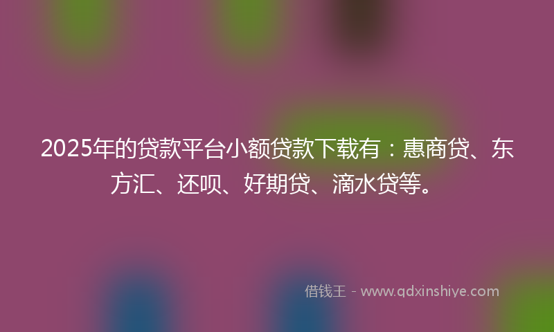 2025年的贷款平台小额贷款下载有：惠商贷、东方汇、还呗、好期贷、滴水贷等。