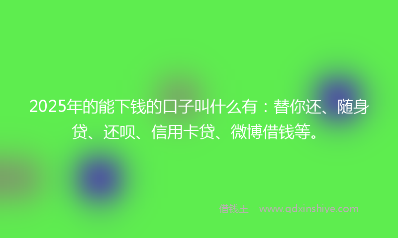 2025年的能下钱的口子叫什么有：替你还、随身贷、还呗、信用卡贷、微博借钱等。