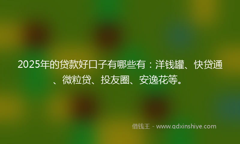 2025年的贷款好口子有哪些有：洋钱罐、快贷通、微粒贷、投友圈、安逸花等。