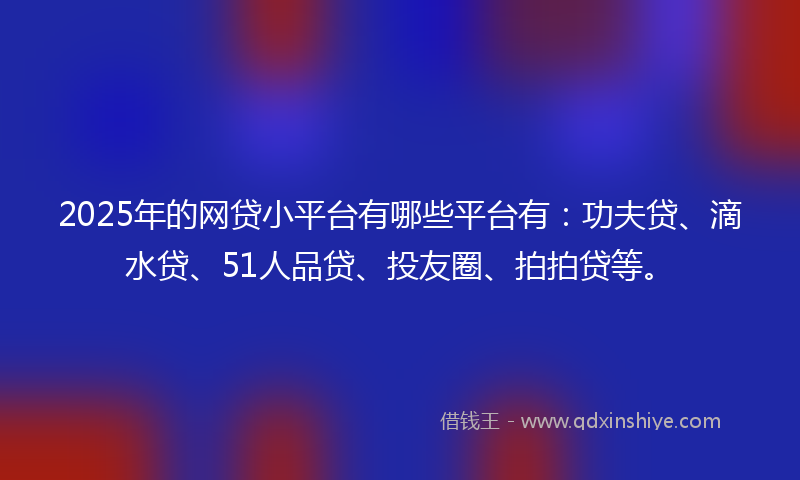 2025年的网贷小平台有哪些平台有：功夫贷、滴水贷、51人品贷、投友圈、拍拍贷等。