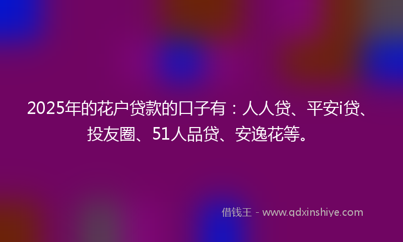 2025年的花户贷款的口子有：人人贷、平安i贷、投友圈、51人品贷、安逸花等。