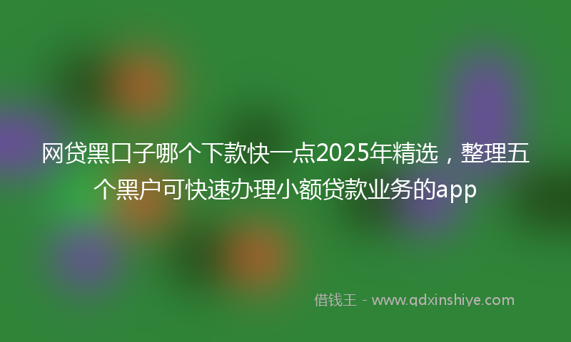 网贷黑口子哪个下款快一点2025年精选，整理五个黑户可快速办理小额贷款业务的app