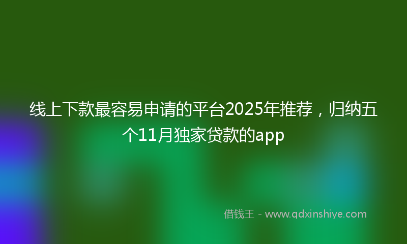 线上下款最容易申请的平台2025年推荐，归纳五个11月独家贷款的app