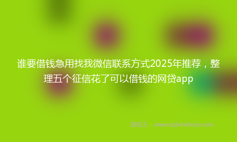 谁要借钱急用找我微信联系方式2025年推荐，整理五个征信花了可以借钱的网贷app