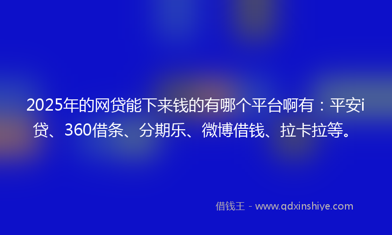2025年的网贷能下来钱的有哪个平台啊有：平安i贷、360借条、分期乐、微博借钱、拉卡拉等。