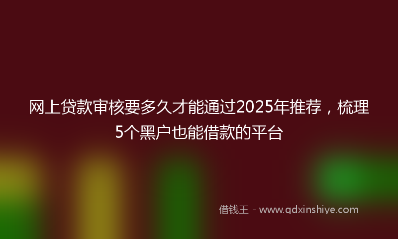 网上贷款审核要多久才能通过2025年推荐，梳理5个黑户也能借款的平台