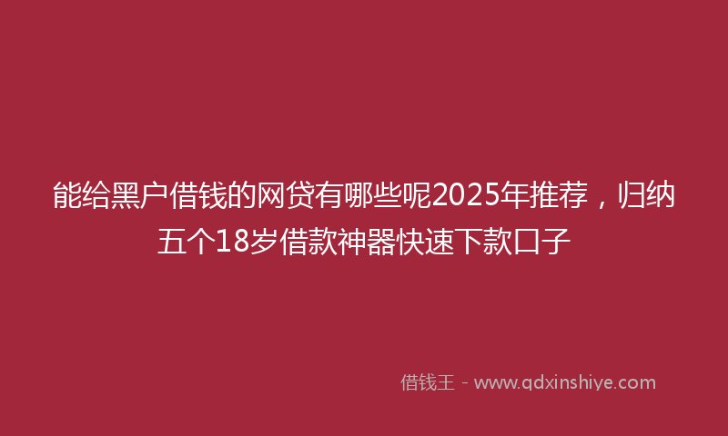 能给黑户借钱的网贷有哪些呢2025年推荐，归纳五个18岁借款神器快速下款口子