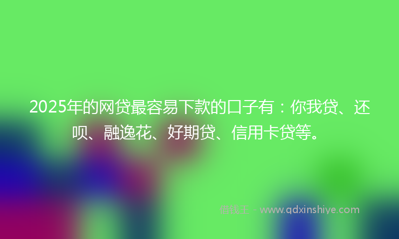 2025年的网贷最容易下款的口子有：你我贷、还呗、融逸花、好期贷、信用卡贷等。