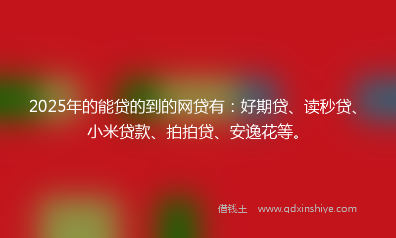 2025年的能贷的到的网贷有：好期贷、读秒贷、小米贷款、拍拍贷、安逸花等。