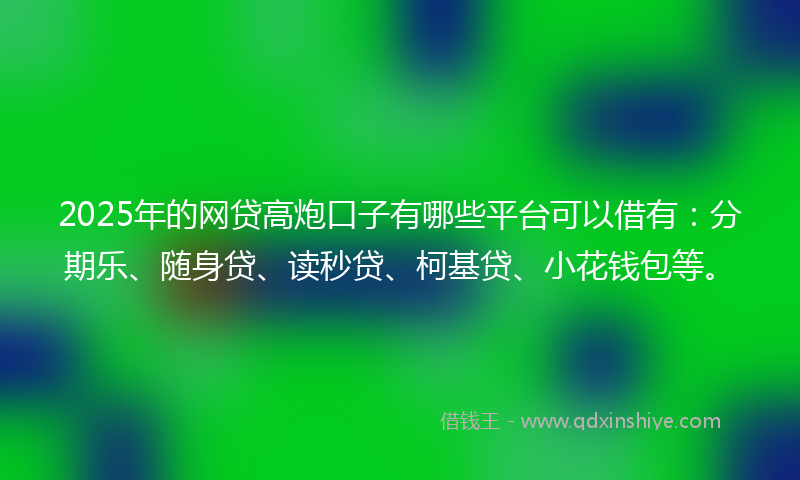2025年的网贷高炮口子有哪些平台可以借有：分期乐、随身贷、读秒贷、柯基贷、小花钱包等。