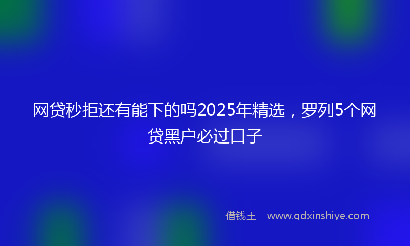 网贷秒拒还有能下的吗2025年精选，罗列5个网贷黑户必过口子