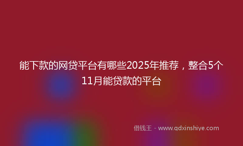能下款的网贷平台有哪些2025年推荐，整合5个11月能贷款的平台