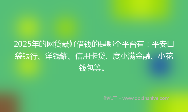 2025年的网贷最好借钱的是哪个平台有：平安口袋银行、洋钱罐、信用卡贷、度小满金融、小花钱包等。