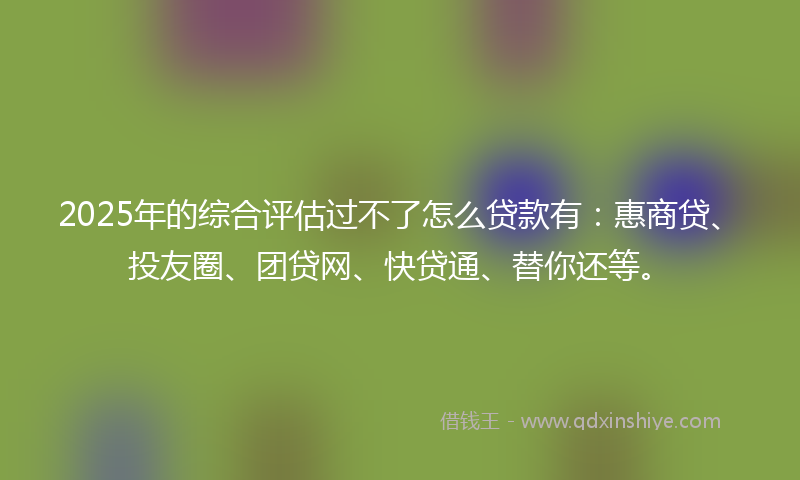 2025年的综合评估过不了怎么贷款有：惠商贷、投友圈、团贷网、快贷通、替你还等。