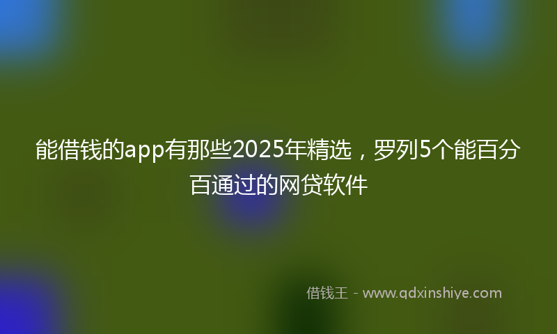 能借钱的app有那些2025年精选，罗列5个能百分百通过的网贷软件