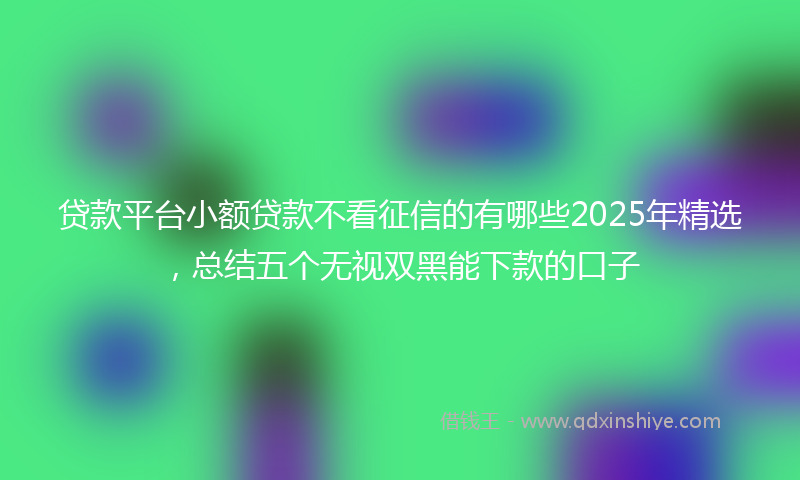 贷款平台小额贷款不看征信的有哪些2025年精选，总结五个无视双黑能下款的口子